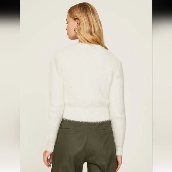 Slate and Willow Fuzzy Eyelash Argyle White Crop Cardigan Sweater Size XS - Picture 9 of 10